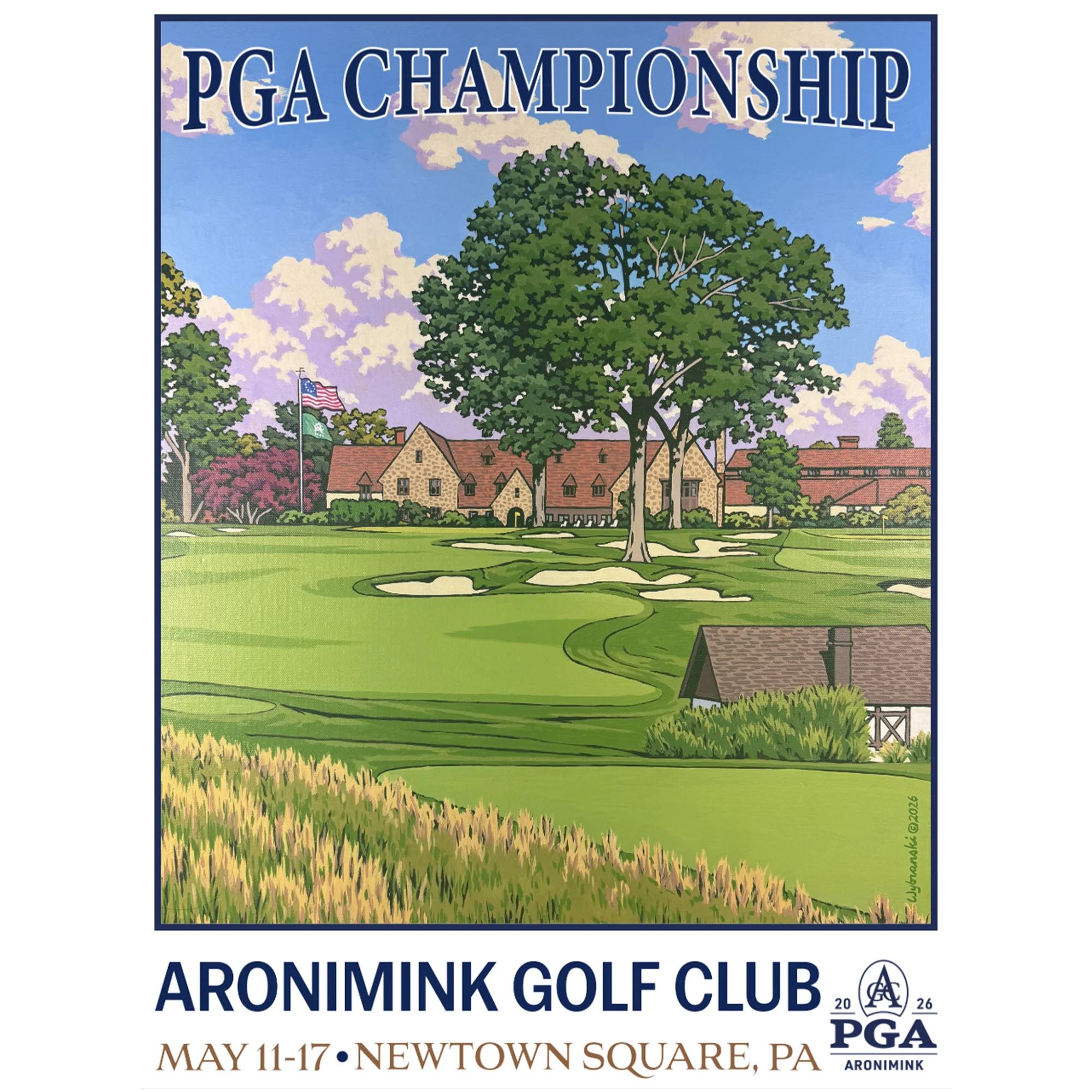 2026 PGA Aronimink Poster T-Shirt by Lee Wybranski - Image 18