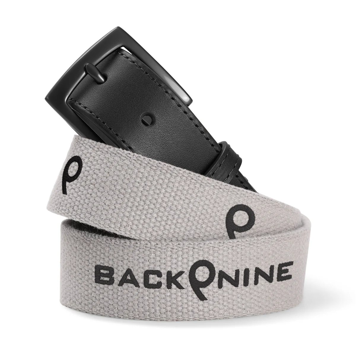 Back9 Embroidered Belt - Black Leather