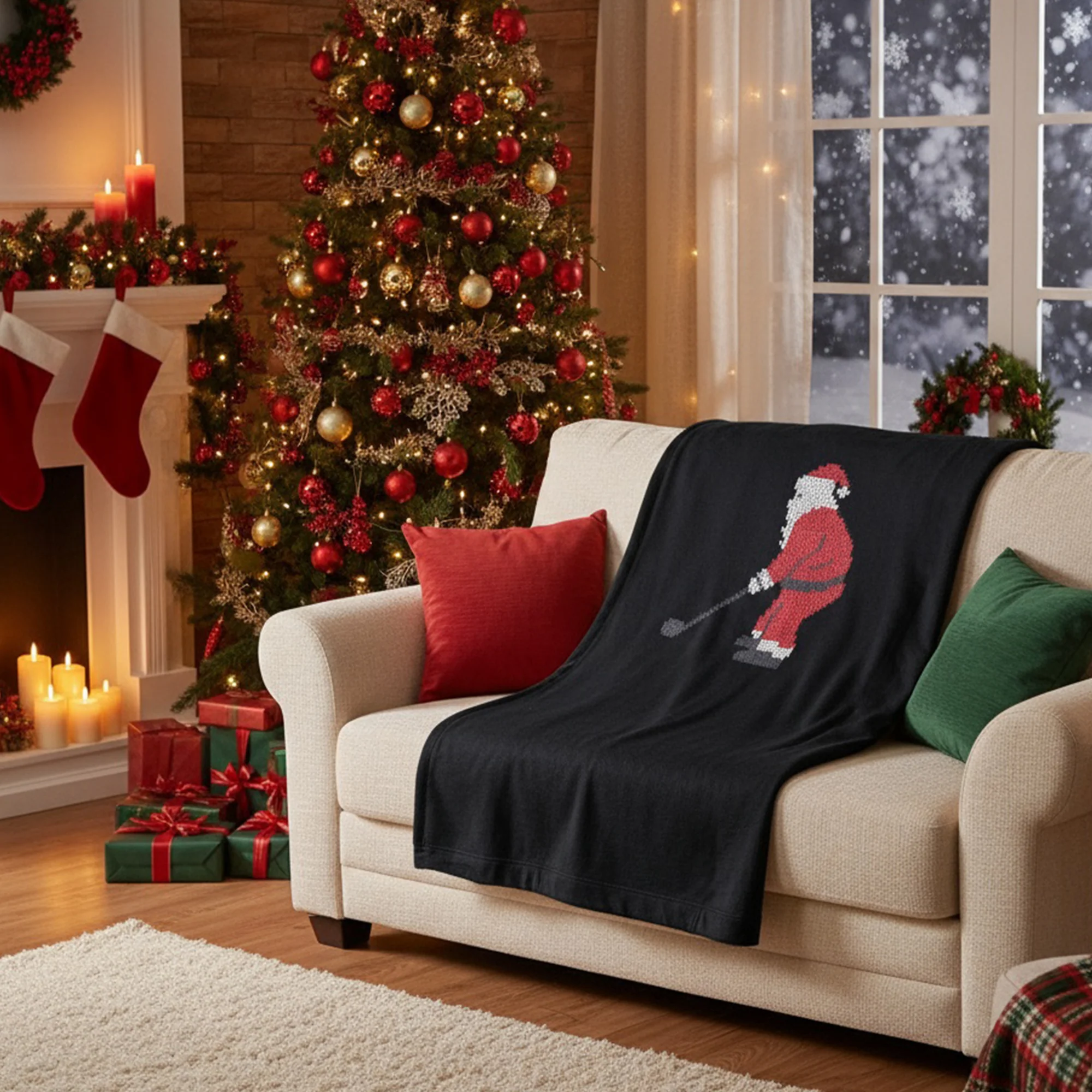 The Golfing Santa Premium Fleece Blanket - Image 3