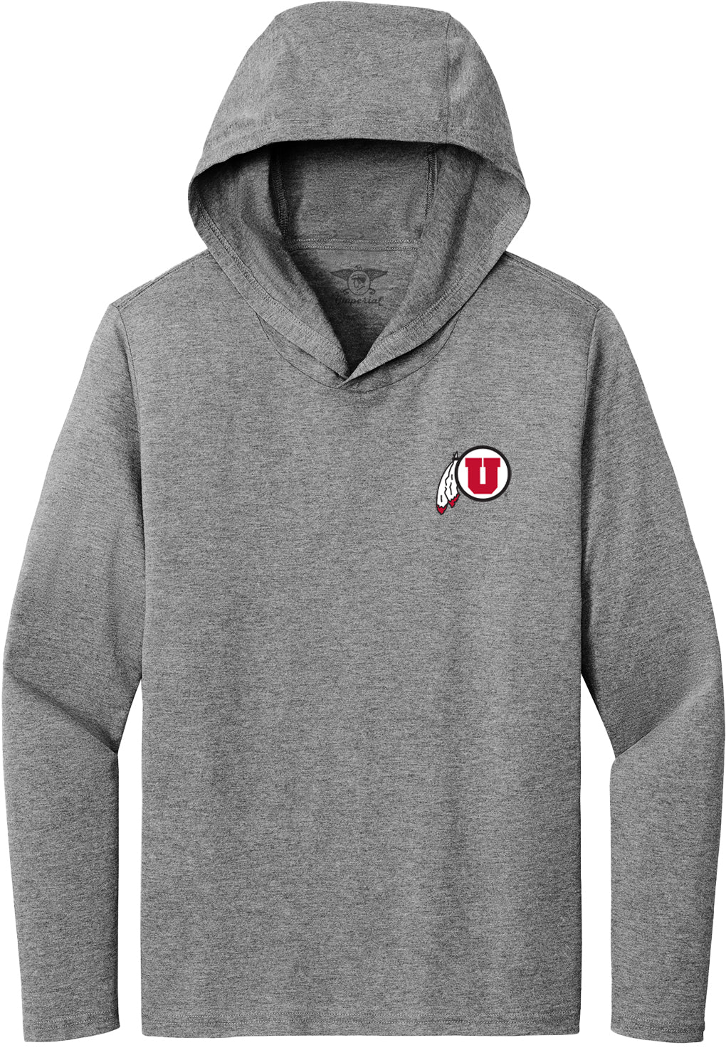 University of Utah "Circle & Feather" Men's Long Sleeve Hooded T-Shirt - Image 2