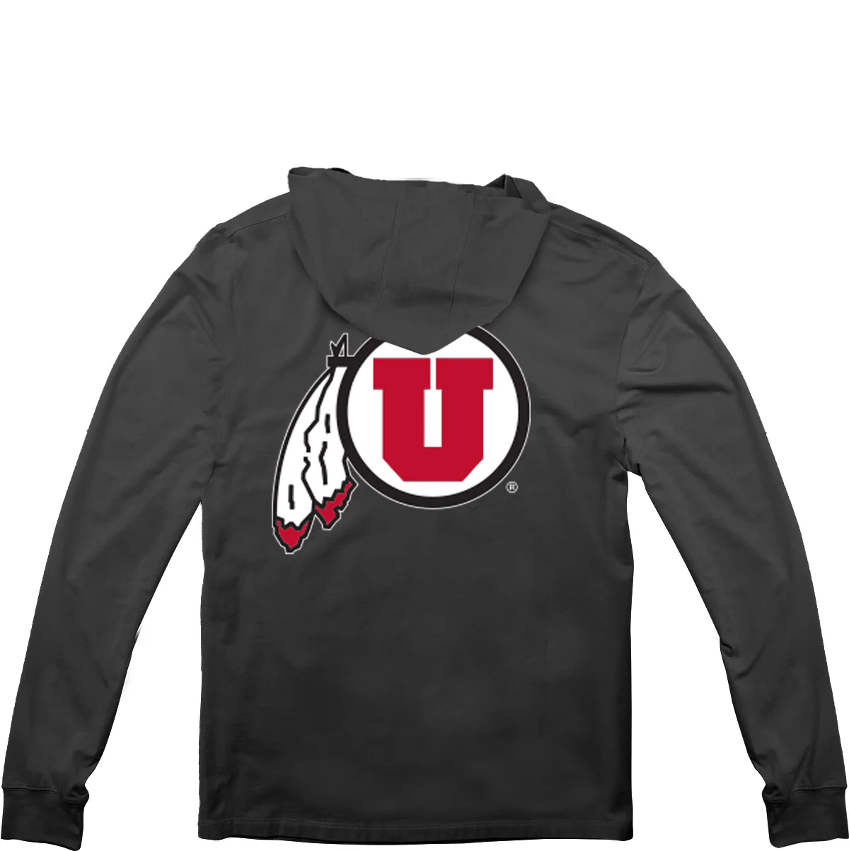 University of Utah "Hand Sign with Circle & Feather" Long Sleeve Hooded T-Shirt