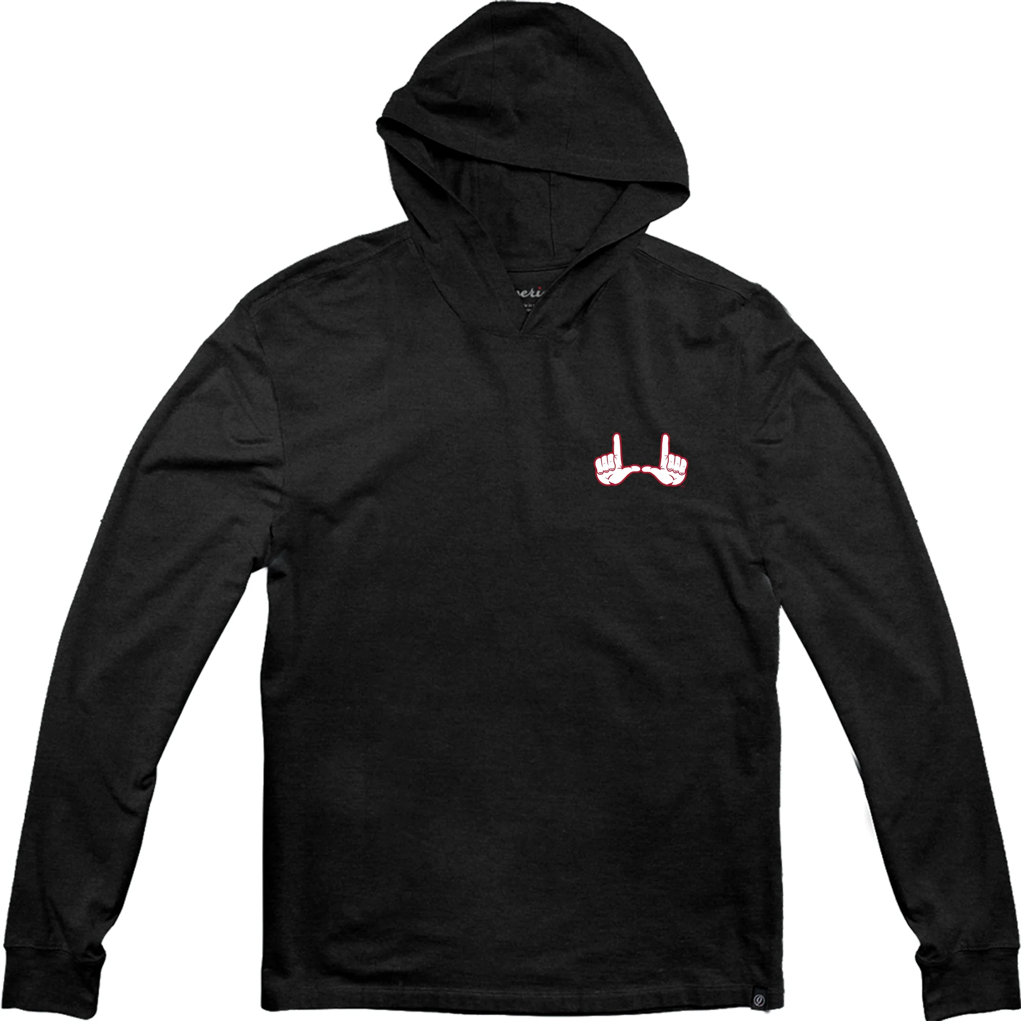 University of Utah "Hand Sign with Circle & Feather" Long Sleeve Hooded T-Shirt - Image 2