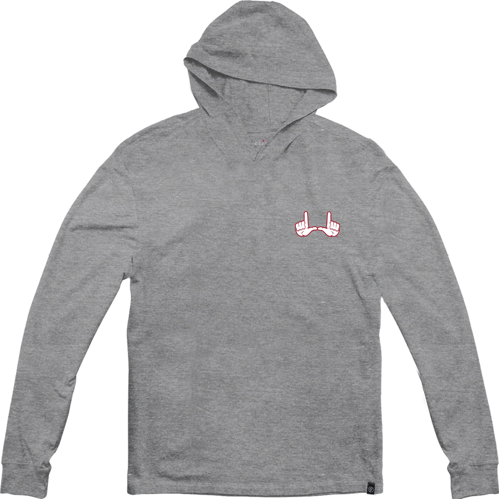 University of Utah "Hand Sign with Circle & Feather" Long Sleeve Hooded T-Shirt - Image 8